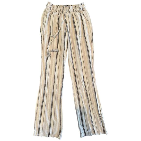 REWASH Boho Brand Women’s Tan Wide Leg Pants Linen Blend Smocked Waist Medium - Picture 1 of 7